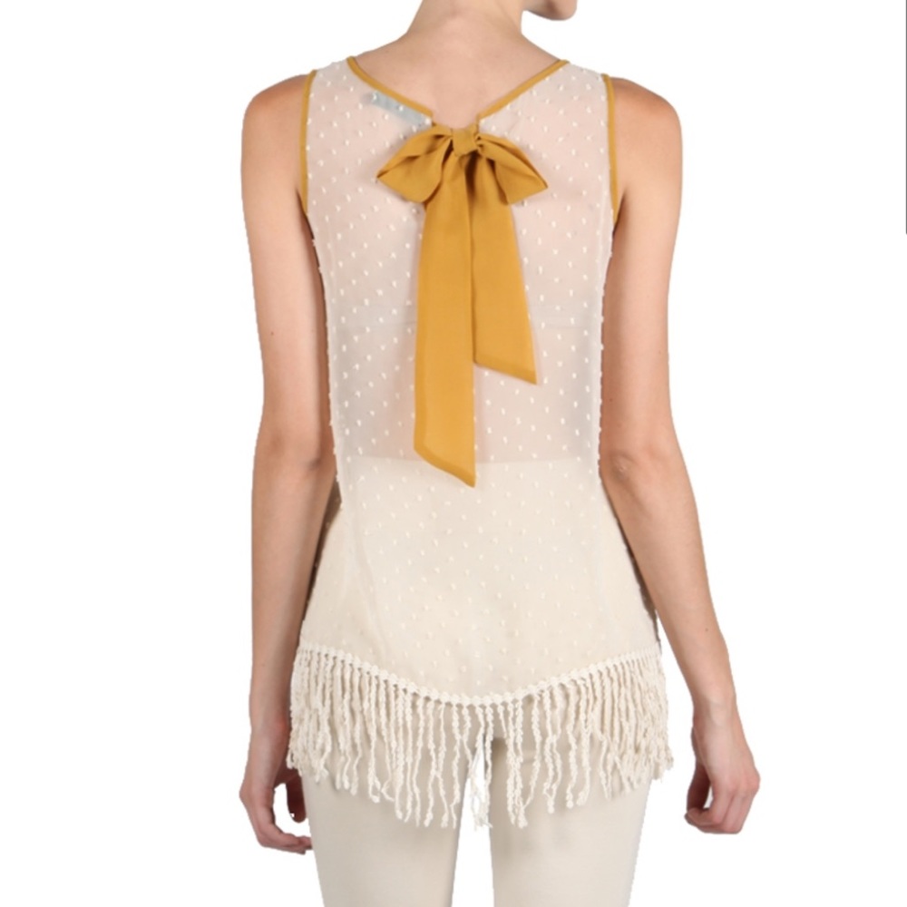 Fringed Crochet Backtie Detail Top